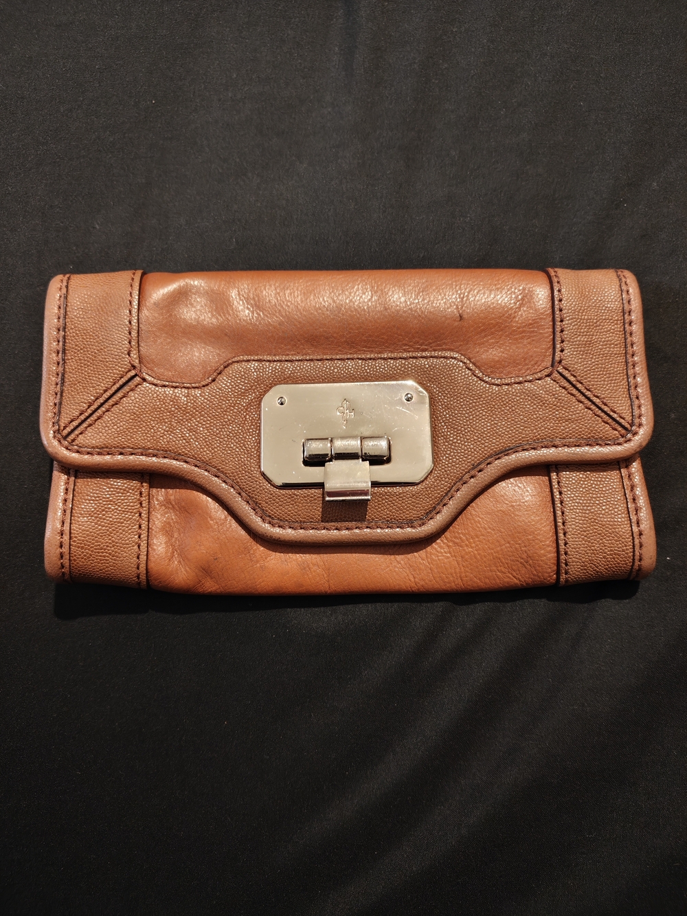 Cole Haan Tan Leather Turn-Lock Clutch Wallet